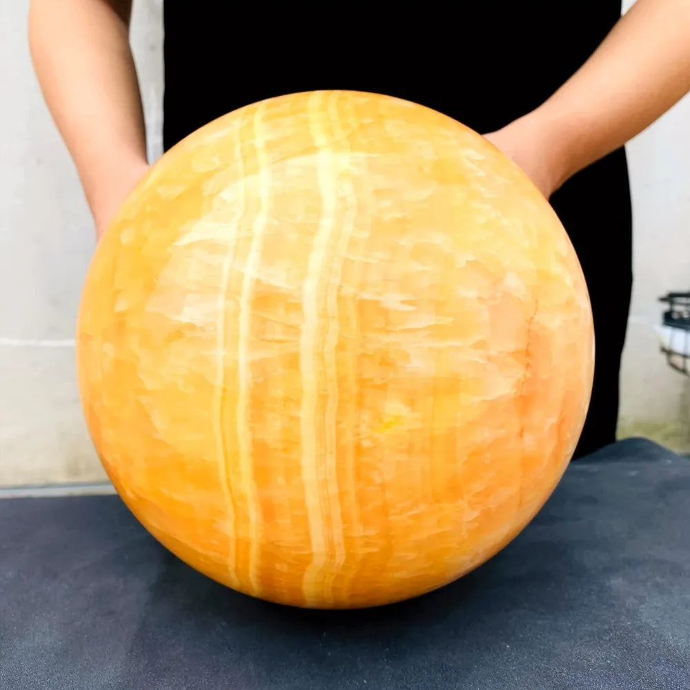 6.5-7cm  Yellow Calcite Sphere Honey Crystal  Home Decor Ball  Healing Stone  Stripes Orange Sphere
