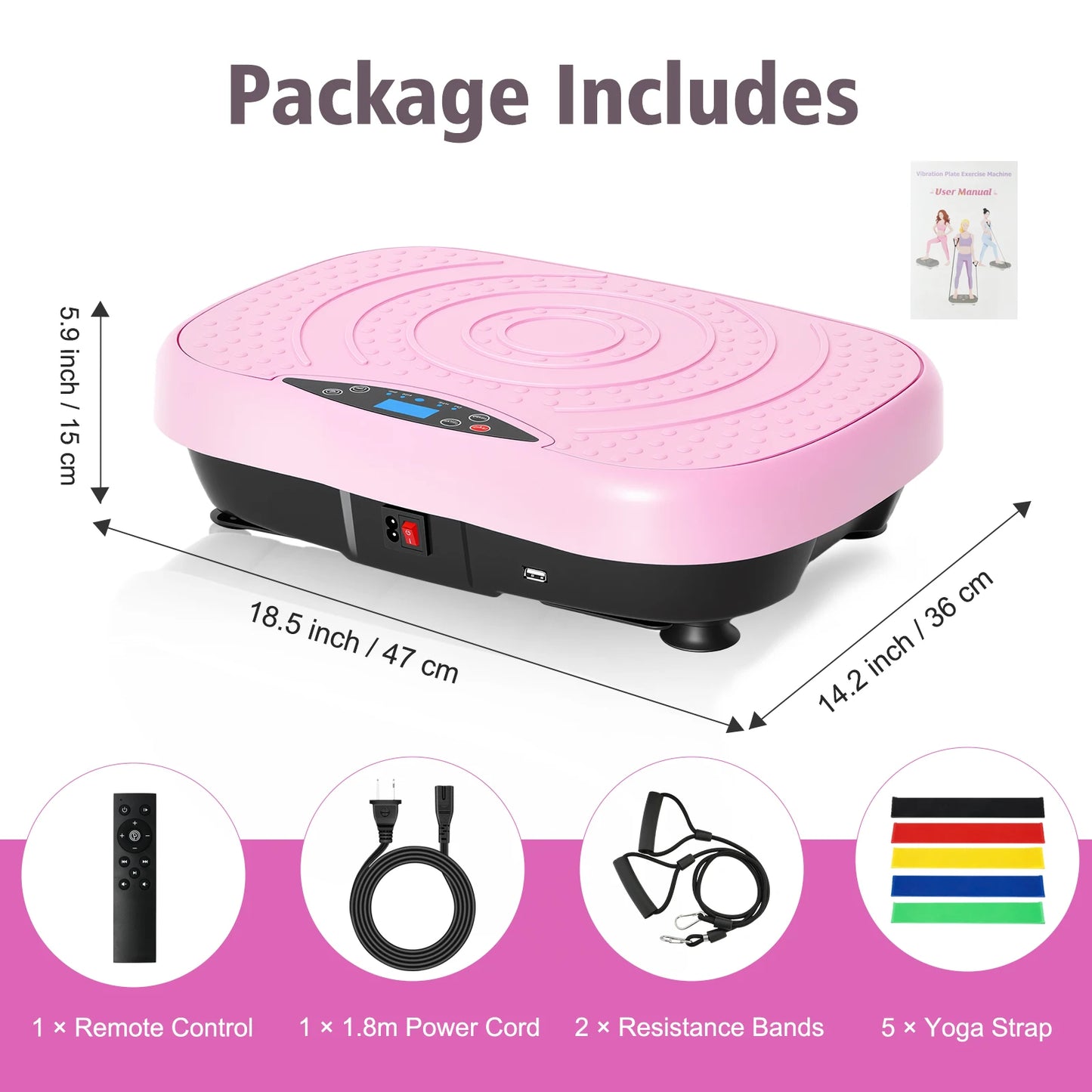 Vibration Plate Exercise Machine Portable Fat-Burning Machine Weight Loss 220 lbs Full-Body Workout Shaker BT Remote Control