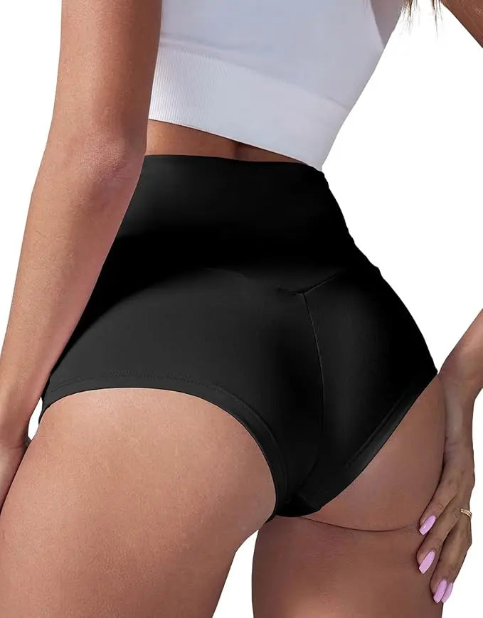 Women's High Waist Yoga Shorts with Pockets, Booty Lifting Workout Leggings, Athletic Compression Sport Shorts