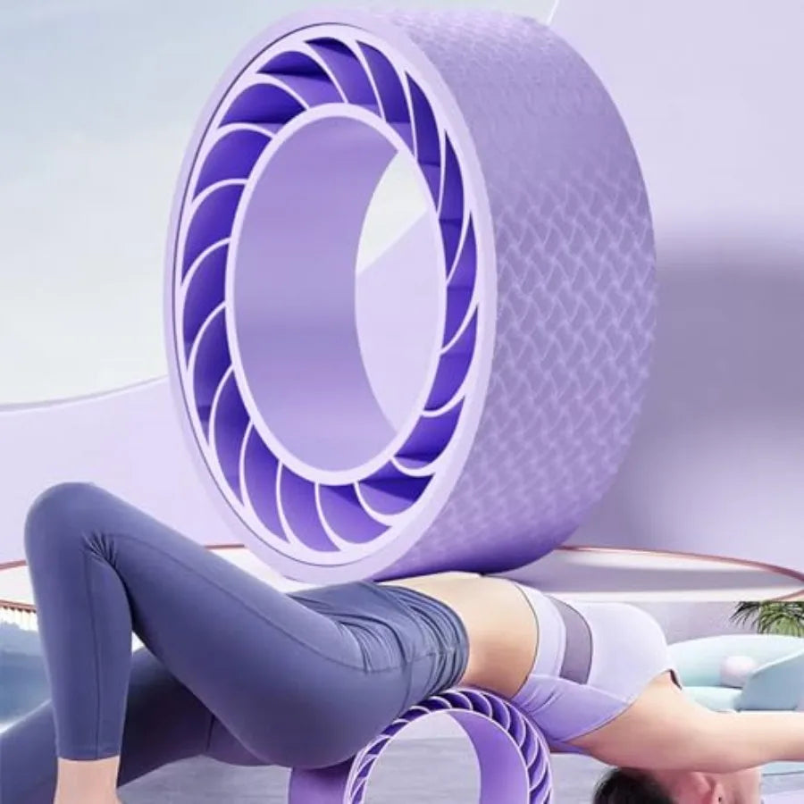 Curve magic wheel Fit Prop Foam Padded Back Stretcher Wheel with Center Spine Cradle Yoga Wheel for Improving Yoga Poses, Backb