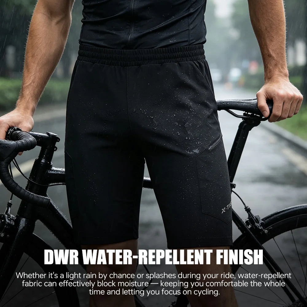 X-TIGER 2 in 1 Cycling Shorts Double Layer Loose Casual MTB Padded Shorts Waterproof Wearproof For Mountain Off-road Urban Commute Daily Wear