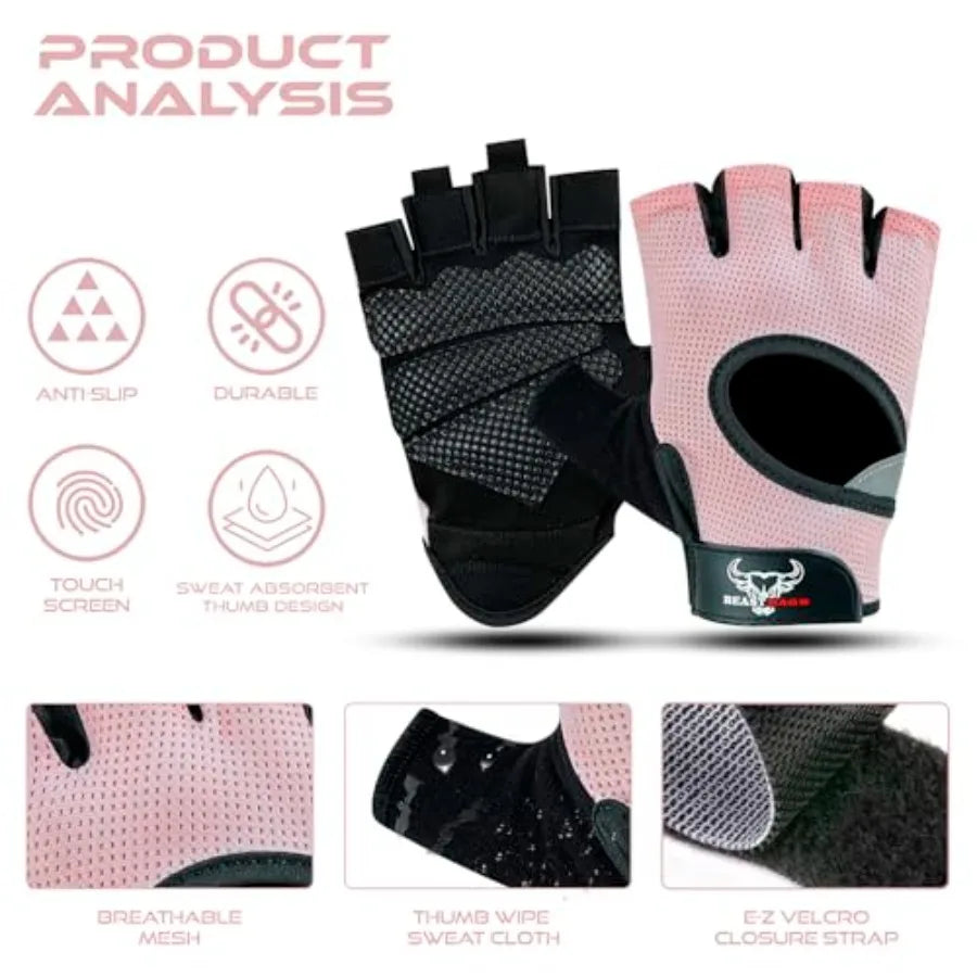 Fingerless Weight Lifting Gloves with Palm Protection Padding, Breathable Lightweight Gym Gloves for Men, Women, Weightlifting,