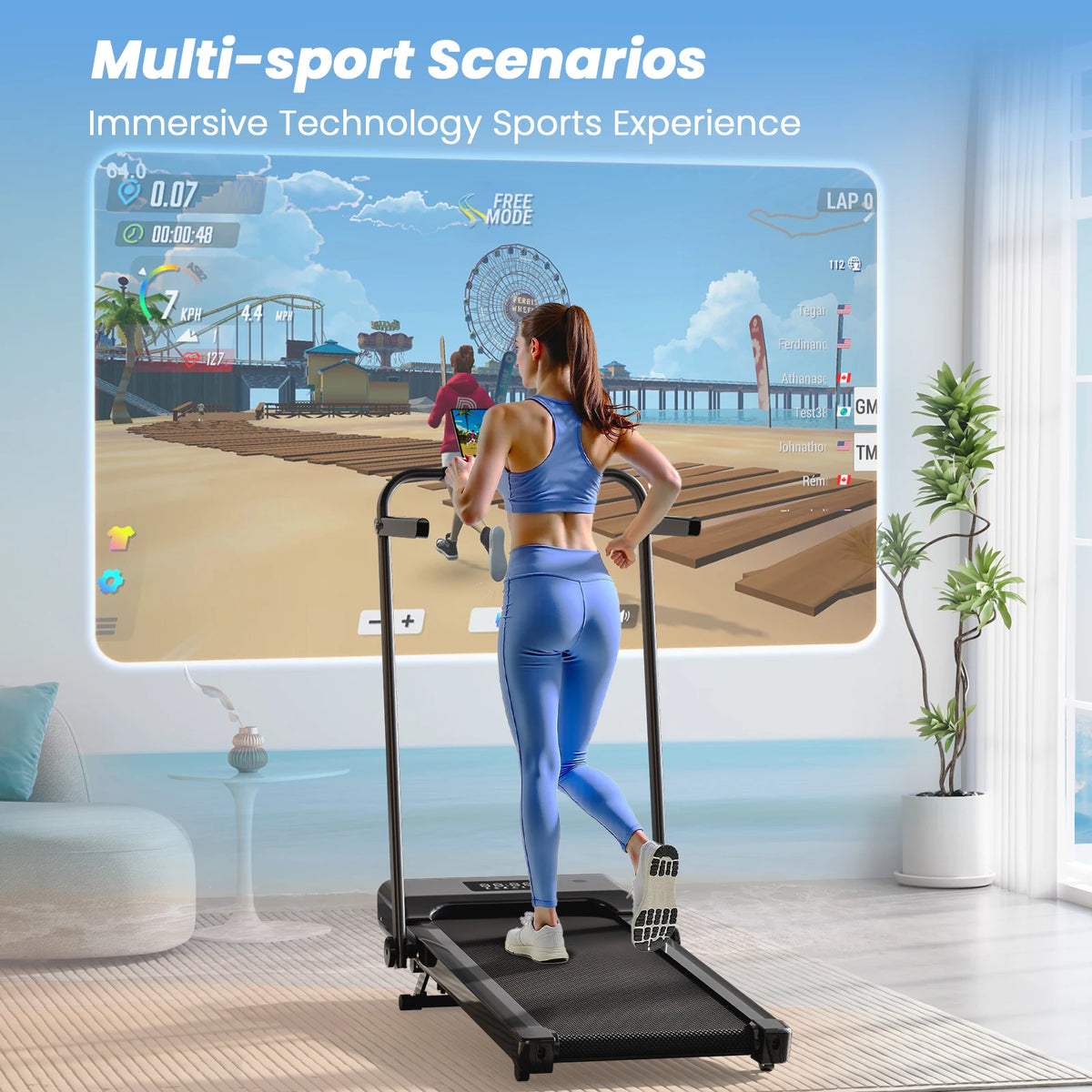Hot Walking Pad Treadmill with 9% Incline Under-Desk for Home/Office 37.4inch Belt LCD Display Portable Foldable Safety Armrest