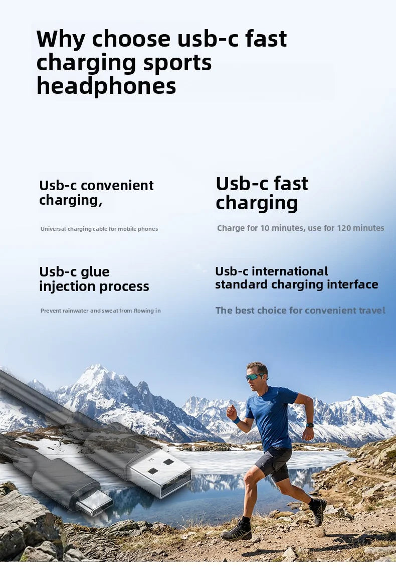 Bone Conduction Wireless Bluetooth Headphones Bluetooth 6.0 Sport Earphones Water And Sweat Proof Headset HD Call  Bluetooth Headphones With Mic