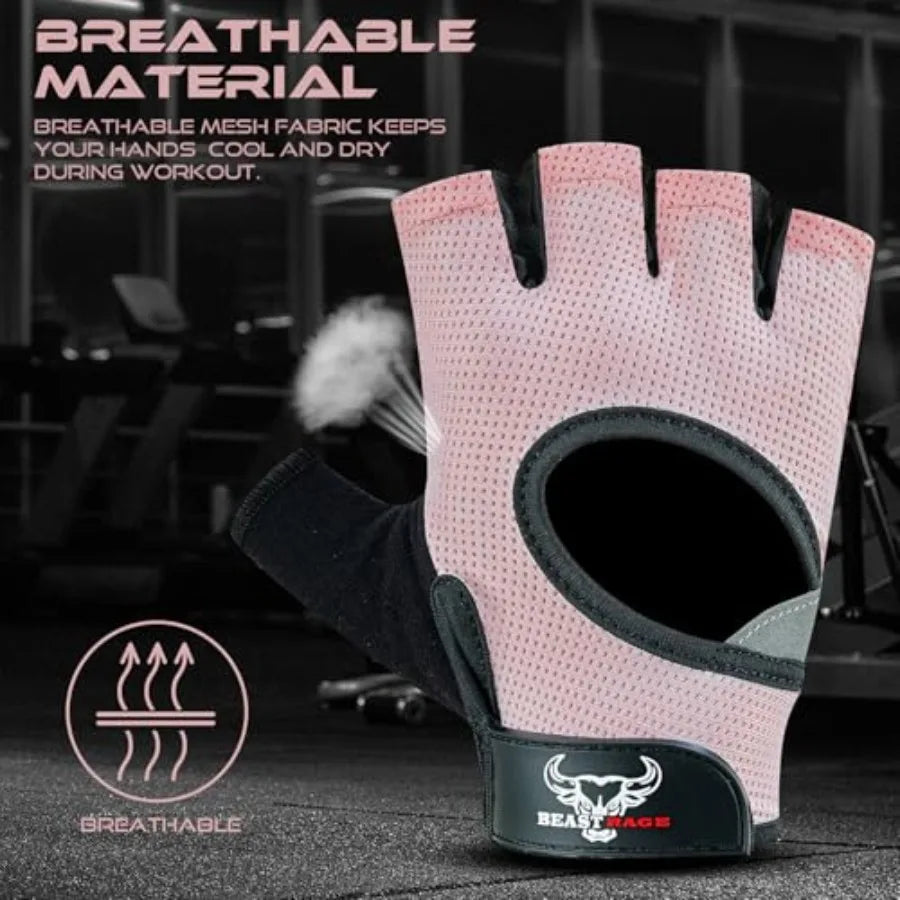 Fingerless Weight Lifting Gloves with Palm Protection Padding, Breathable Lightweight Gym Gloves for Men, Women, Weightlifting,