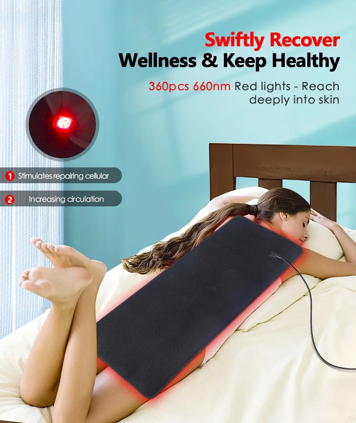 NEW 360 LEDs Red Light Belt 660nm&850nm Infrared Light Therapy Pad For Body Fatigue Deep Therapy For Back Knee Hands Feet Relief