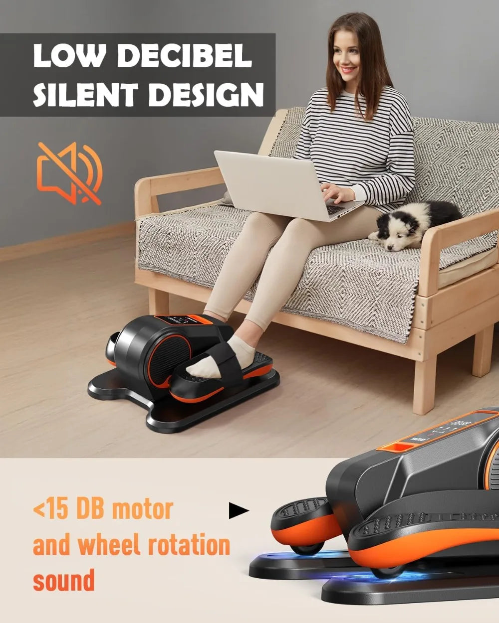 Under Desk Elliptical, Electric Leg Exerciser for Seniors, 13 Speeds Quiet Seated Pedal Machine with Remote