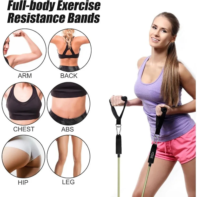 1Set 100/150/200lb Resistance Bands Set for Working Out, 5-Level Exercise Band for Men Women with Door Anchor, Handles, Ankle Straps, Portable Bag for Home Strength Training Equipment, Gym Fitness