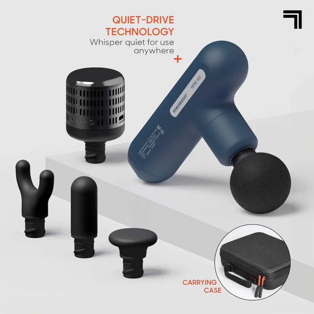 Deep Tissue Percussion Massage Gun, Hot & Cold Rechargeable Handheld Massager, 4 Speeds, 5 Heads, Carrying Case, Muscle Pain Relief