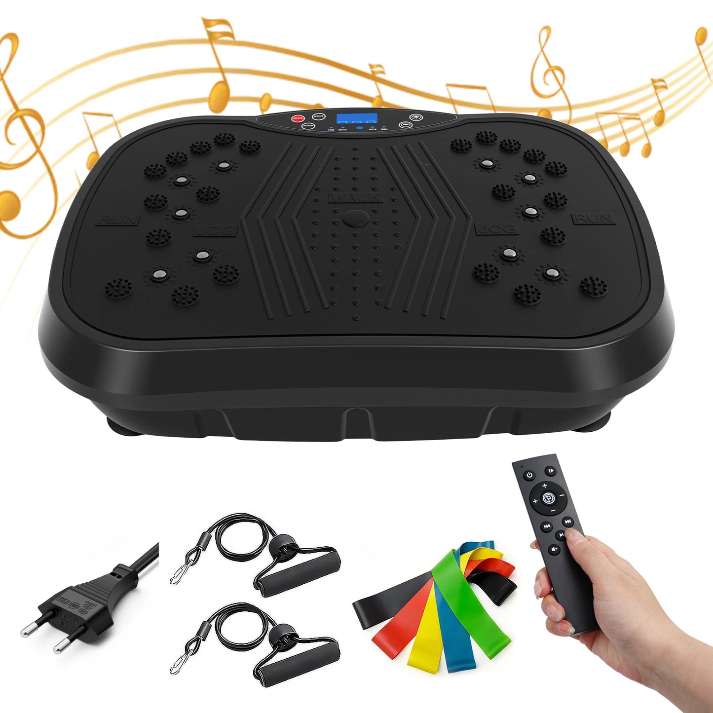 Portable Vibration Plate Exercise Machine Full-Body Workout with Bluetooth Resistance Bands Yoga Straps for Weight Loss &Shaping