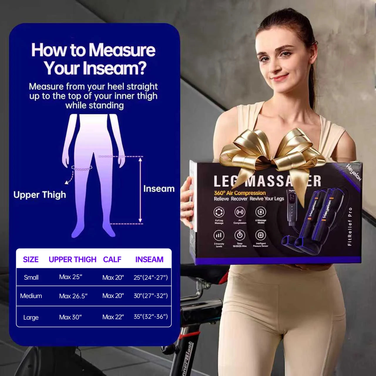 Leg Compression Massager for Circulation and Pain Relief,Air Compression Boots for Fast Recovery, 6 Mode,6 Intensity