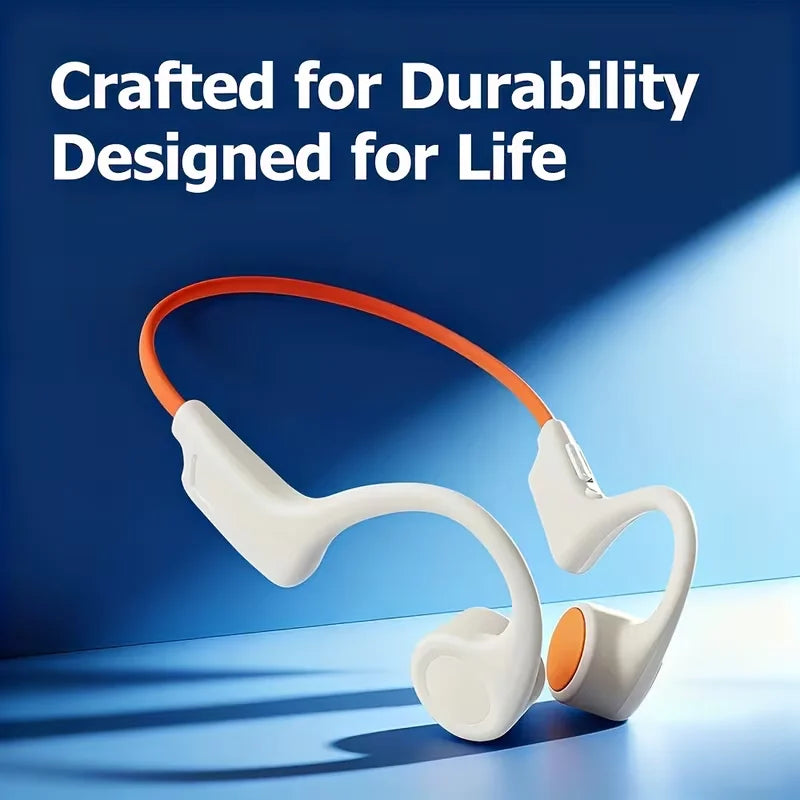 Open-ear Bone Conduction Headphones, Wireless Ear-hook Sports Headset with Microphone, 16 Hours Playback, BT 5.3 Stable Connection, HiFi Stereo, Hands-free Calling for Running & Cycling