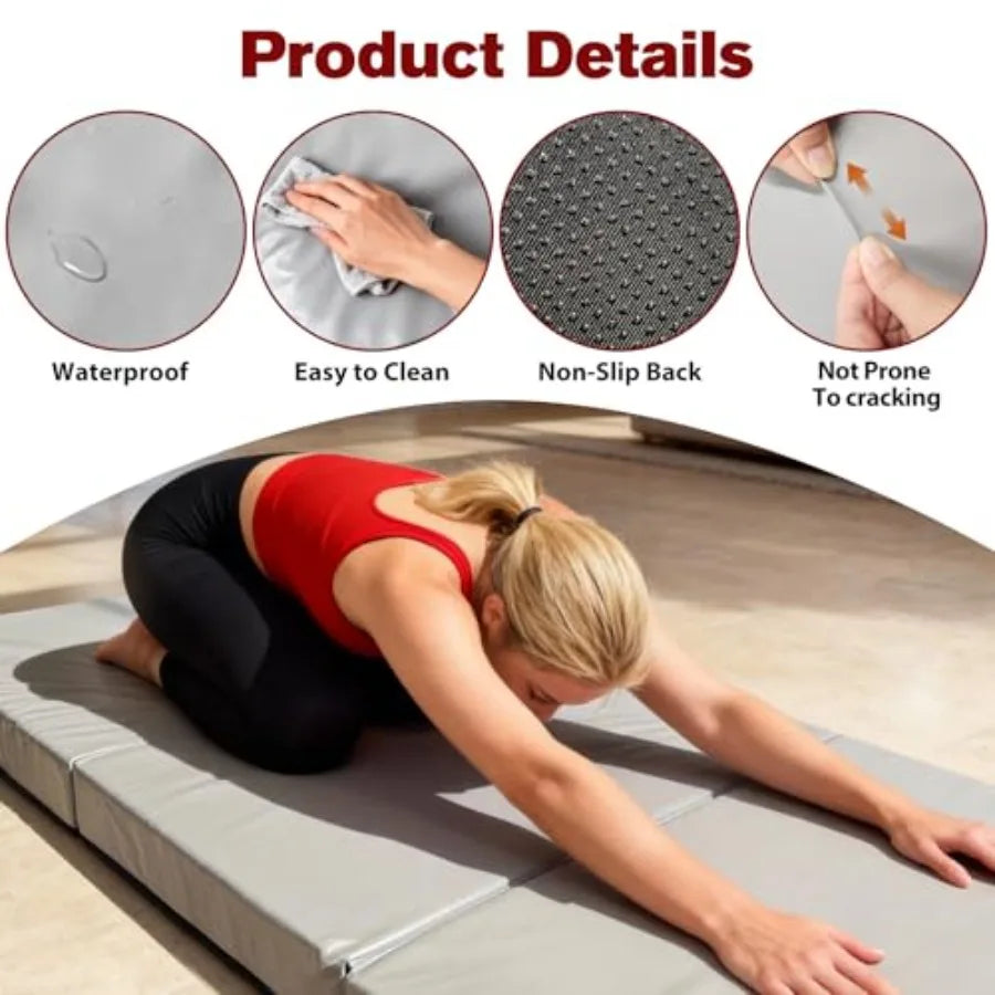 Yoga mat for pilates and fitness, extra thick 3-inch foam, black, non-slip surface for stability during stretching and gym work