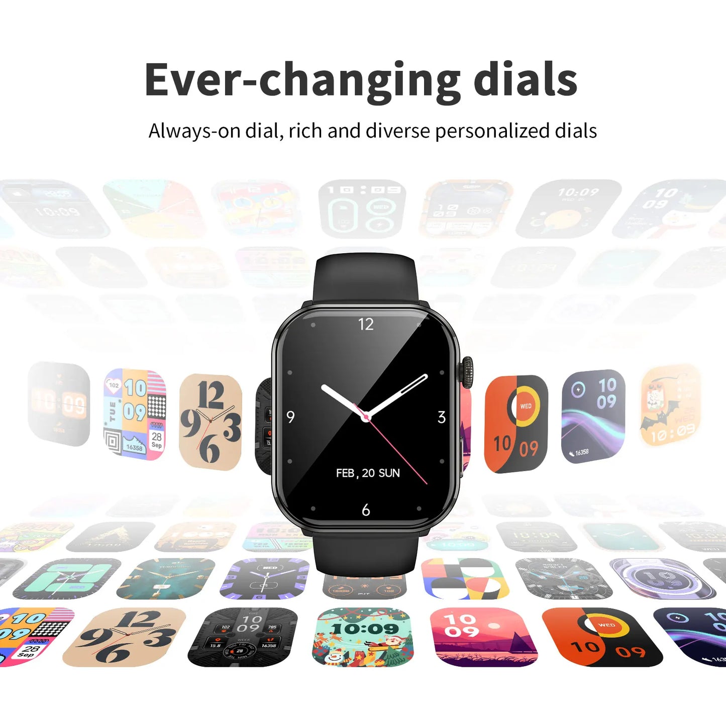 Blackview 800mAh 1.96'' AMOLED Screen R60 Bluetooth Call Smartwatch Blood Oxygen Health Monitoring for Men Women Fitness Tracker