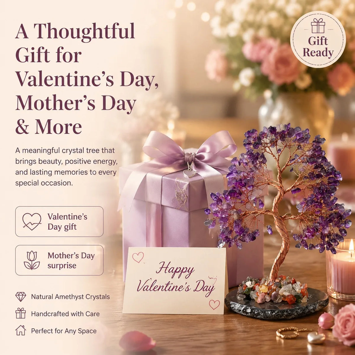 Natural amethyst tree, suitable for leisure crystal, specialty crystal collection, jewelry making, can be used as holiday gift, Christmas gift, birthday gift, and is the best choice for holiday gift giving