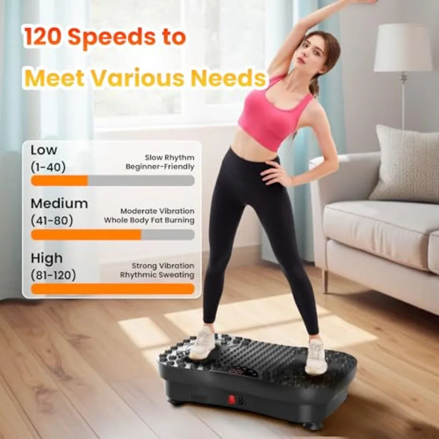Vibration Plate Fitness Platform for Home Gym Use ABS Plastic Body in Black 3D Vibration Technology for Lymphatic Drainage Full