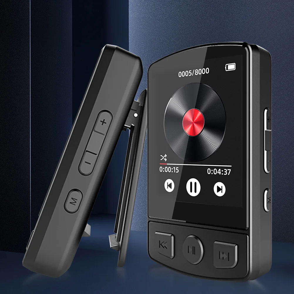 MP3 Player Portable Sport Clip Walkman Button Bluetooth-Compatible 5.2 Music Player 1.8inch Screen with FM Radio E-Book