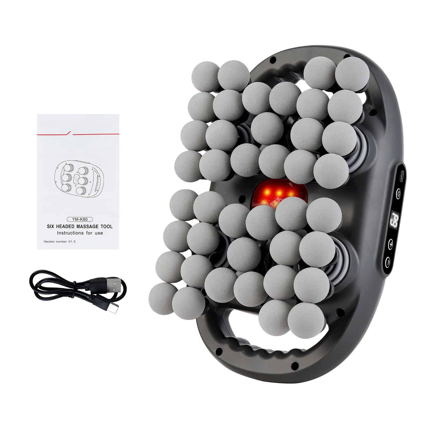 42 Heads Fascia Gun Wireless Vibration Body Massage Gun 9 Speed Red Light Deep Tissue Muscle Relax Massager for Gym Office Home