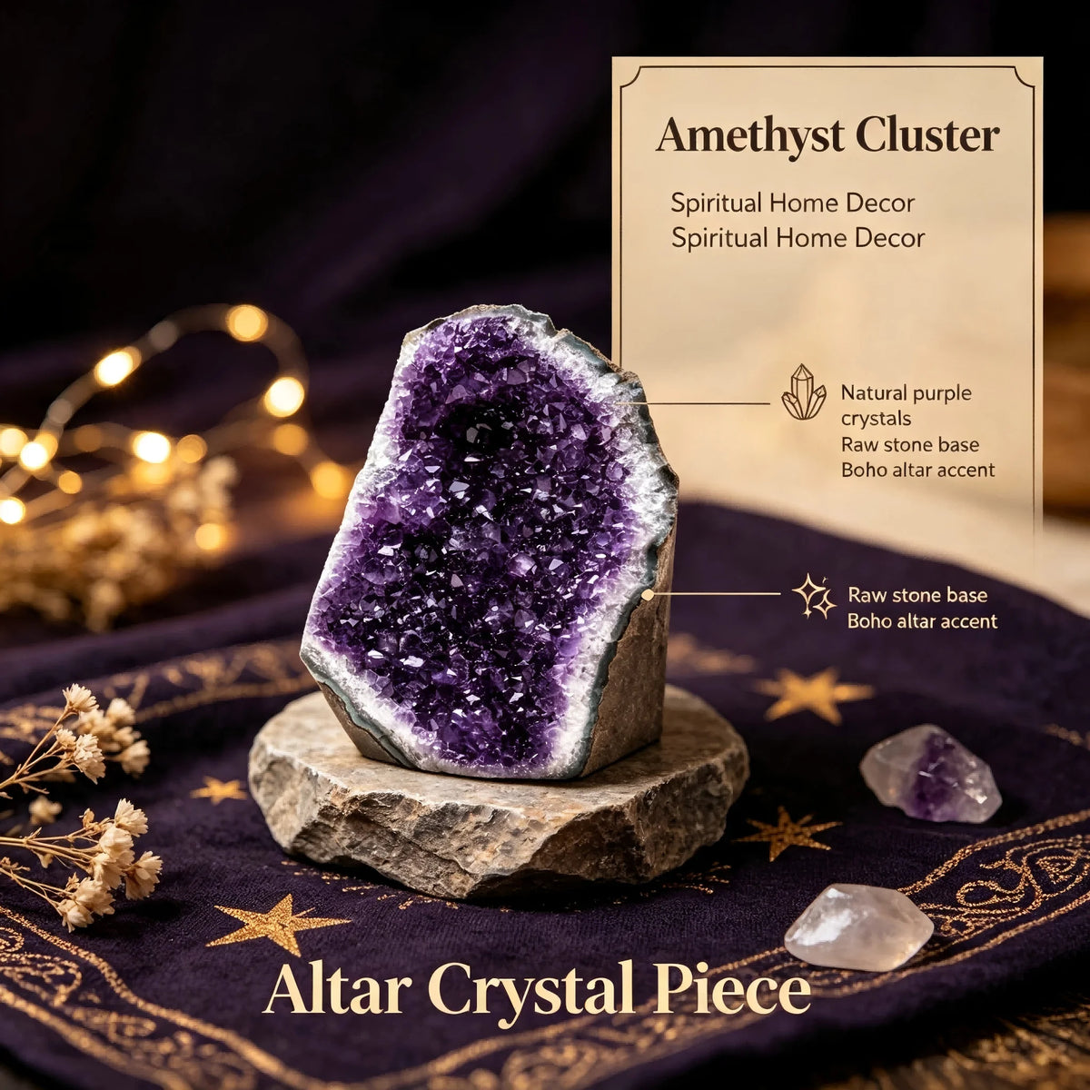 Bohemian style natural amethyst cluster, with random styles, suitable for jewelry making, home decoration, unique Valentine's Day, Thanksgiving and Mother's Day gifts, daily home, office and study decoration