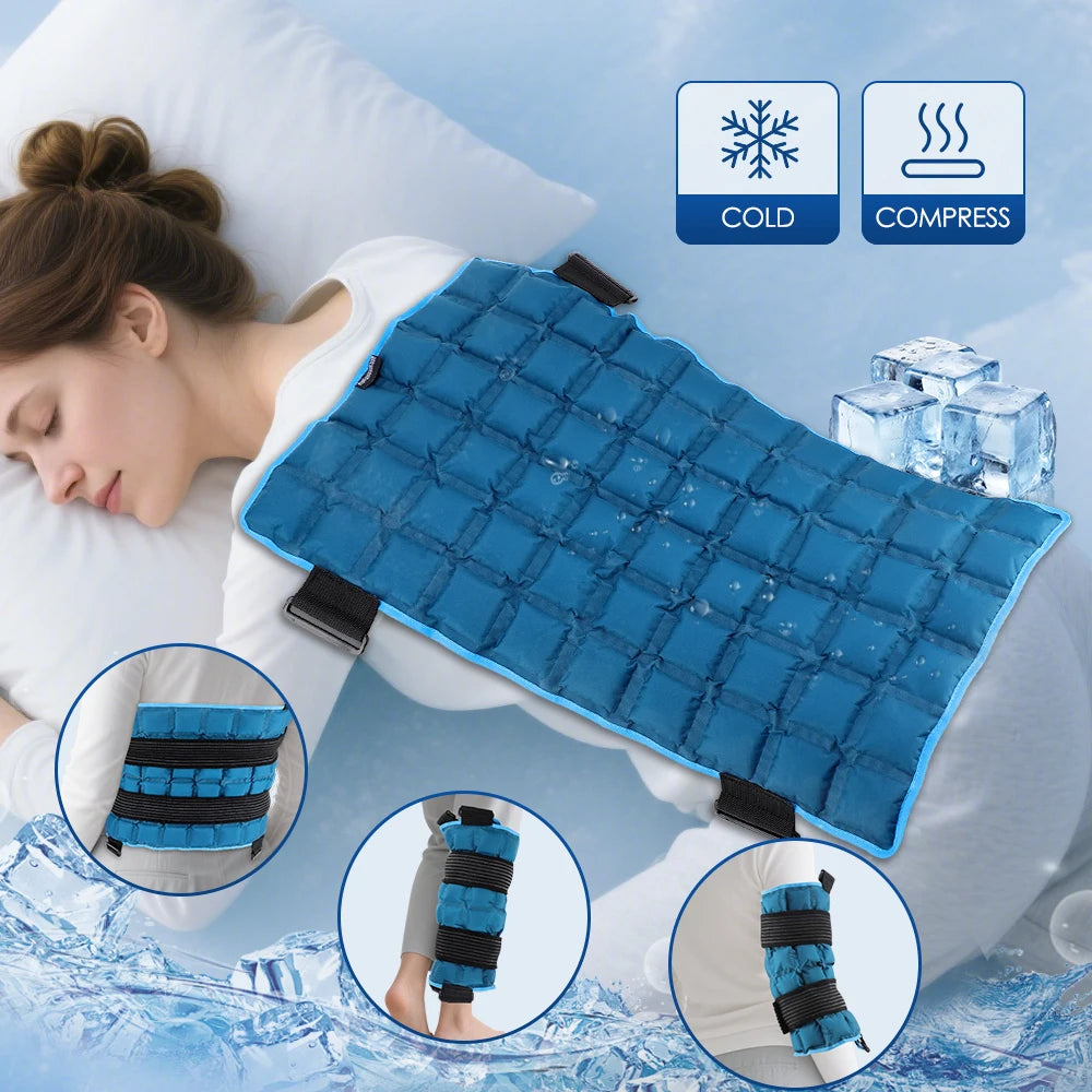 Reusable Hot Cold Compress Pack Back Shoulder Knee Wrap Self Absorbing Polymer Resin Multi Grid Ice Pack Microwave Heating Pad Support Brace Pain Relief Injury Recovery Swelling Eco Friendly