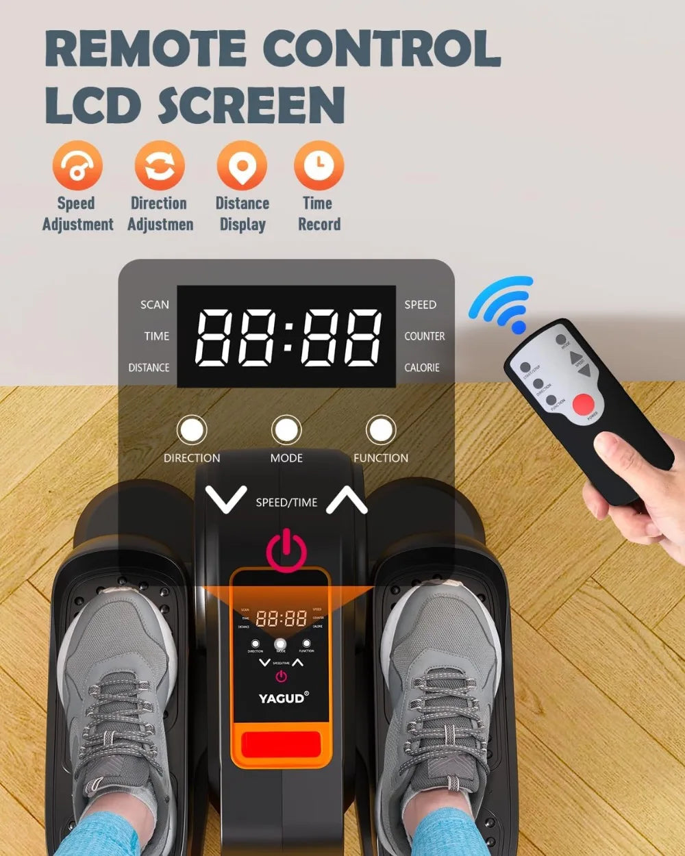 Under Desk Elliptical, Electric Leg Exerciser for Seniors, 13 Speeds Quiet Seated Pedal Machine with Remote
