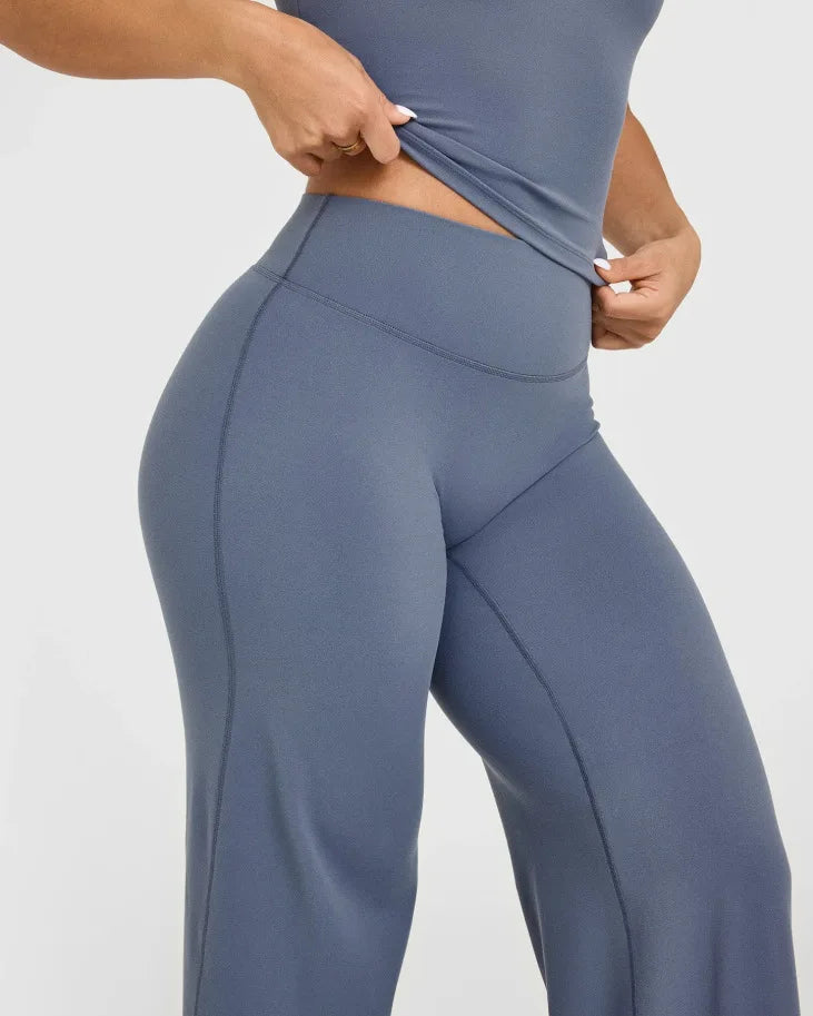 NCLAGEN SoftMotion Straight Leg Bottoms Women's Mid-Waist Yoga Pants GYM Leggings Naked Feel Pilates Running Sports Trousers