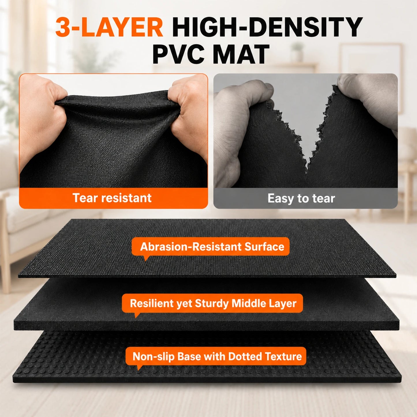 Large Yoga Mat 8 Ft X 6 Ft 7mm Thick PVC Exercise Mat for Home Gym Stretching Workouts Cardio Weights Yoga Fitness Pilates