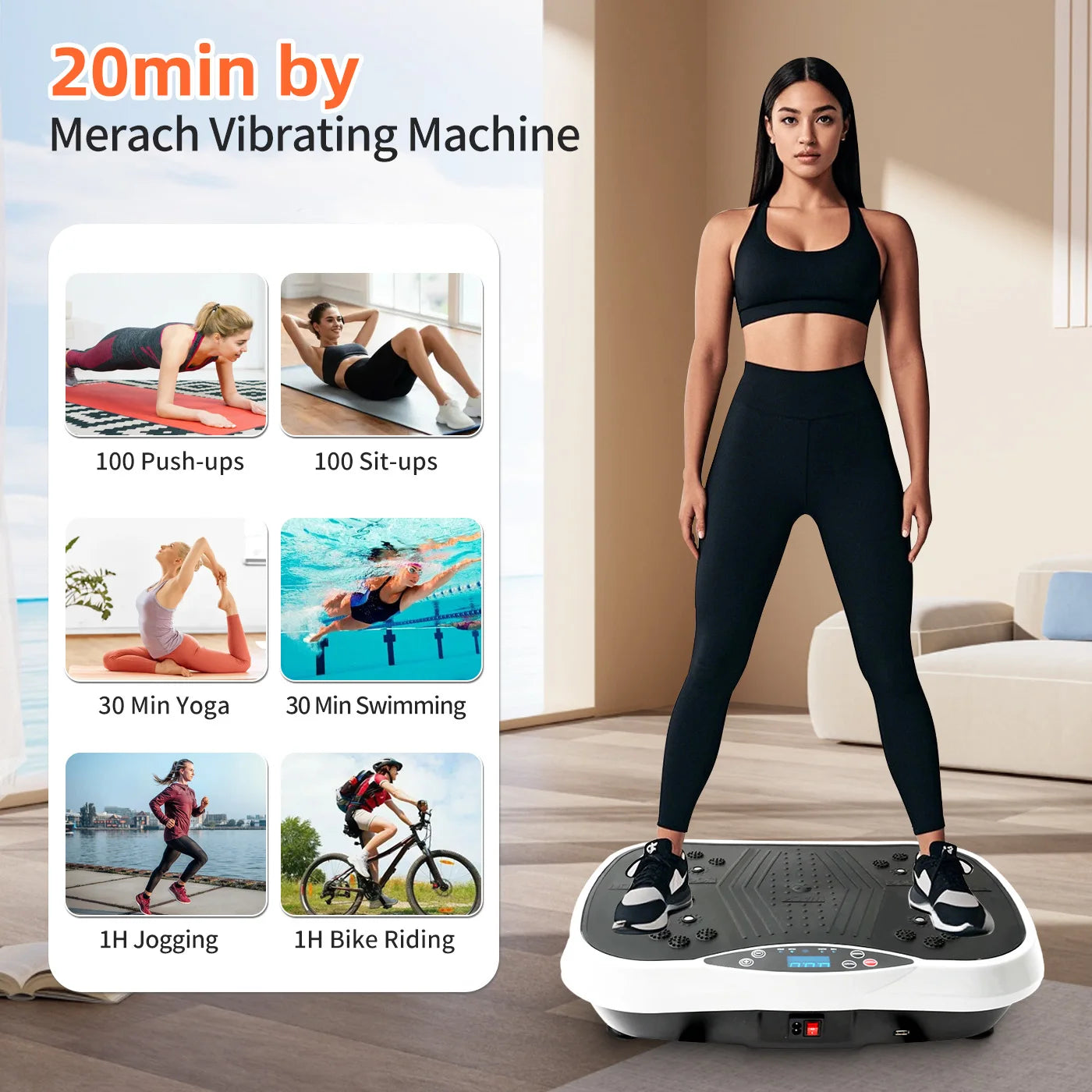Vibration Plate Exercise Machine Portable Fat-Burning Machine Weight Loss 220 lbs Full-Body Workout Shaker BT Remote Control