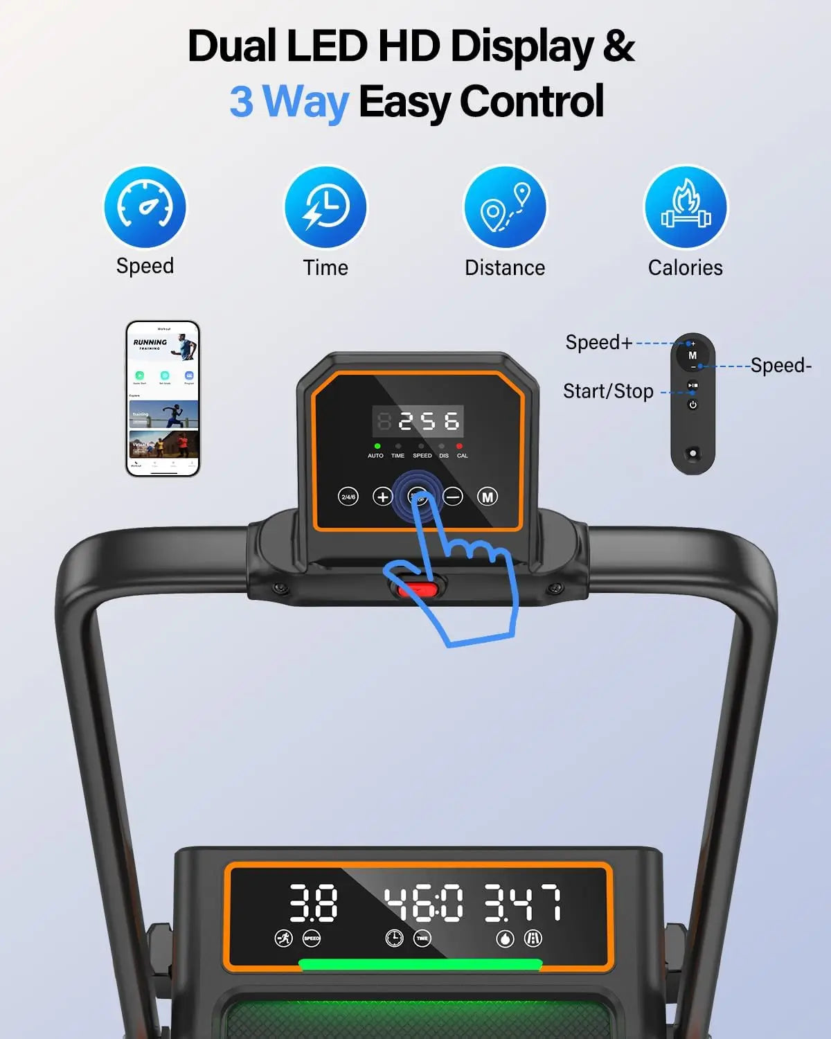 Walking Pad Treadmill with 15% Incline, Dual LED Display, 4-in-1 Foldable Treadmill for Home, 3.5HP 350LBS Capacity