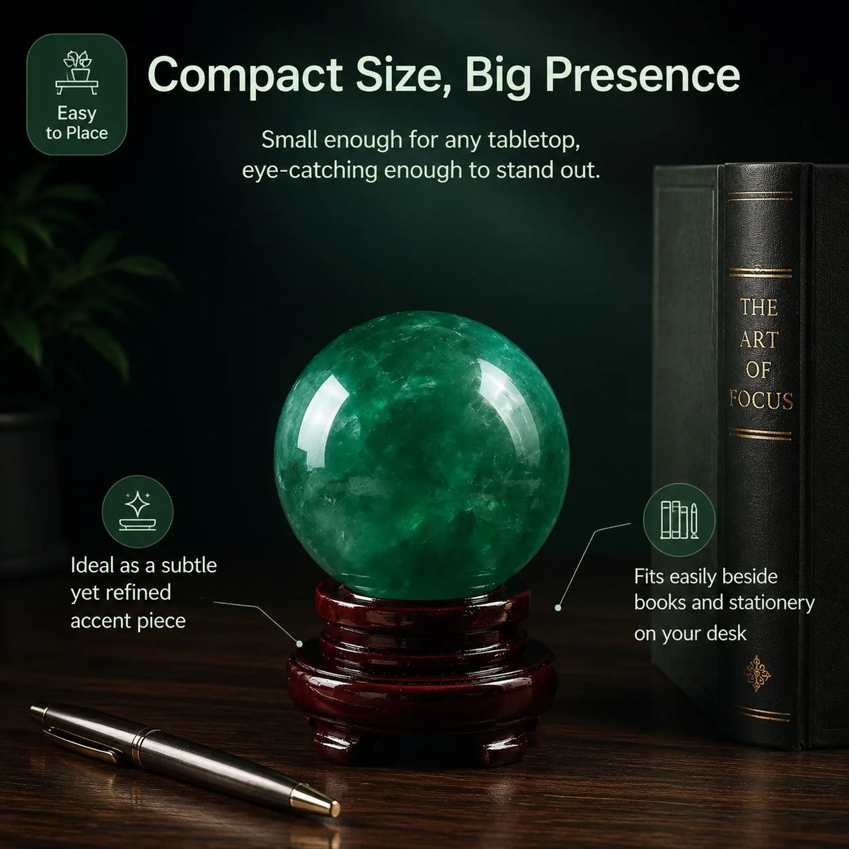 1 polished natural fluorite crystal ball, random style, suitable for home and office decoration, holiday gifts, decorative balls, modern decorations, high-quality fluorite crystal, elegant display