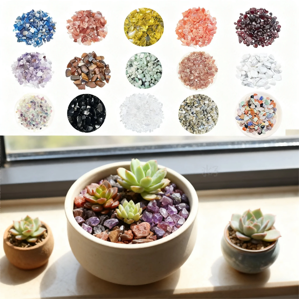1 box of natural crystal broken stones, 15 styles, polished irregular shapes, mixed colors, suitable for jewelry making, gifts, gemstone fragments bead, non porous and diverse natural materials, random styles