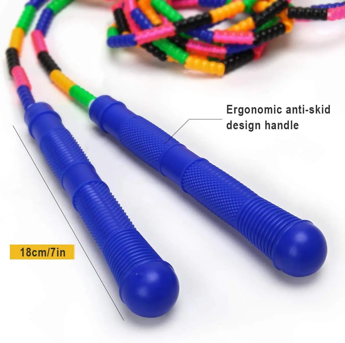 16FT Long Jump Rope 2 Pack, Double Dutch Beaded Skipping Rope for Kids Adults, Adjustable up to 17.2FT