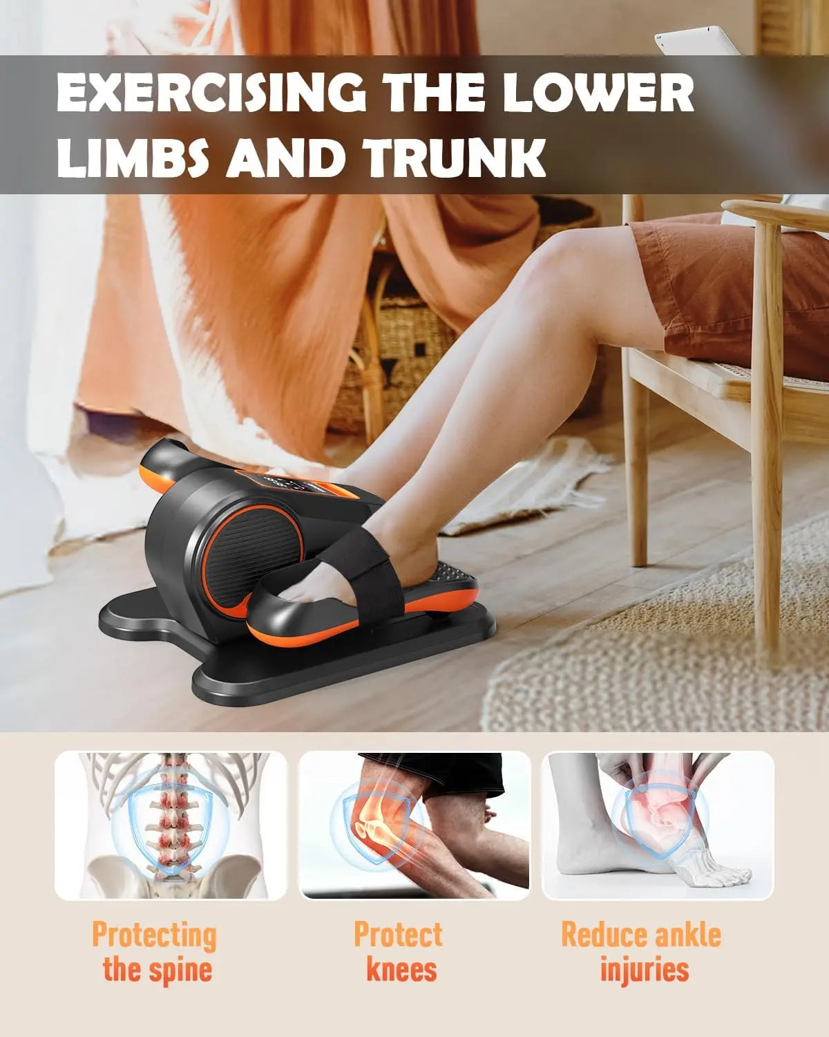 Under Desk Elliptical, Electric Leg Exerciser for Seniors, 13 Speeds Quiet Seated Pedal Machine with Remote