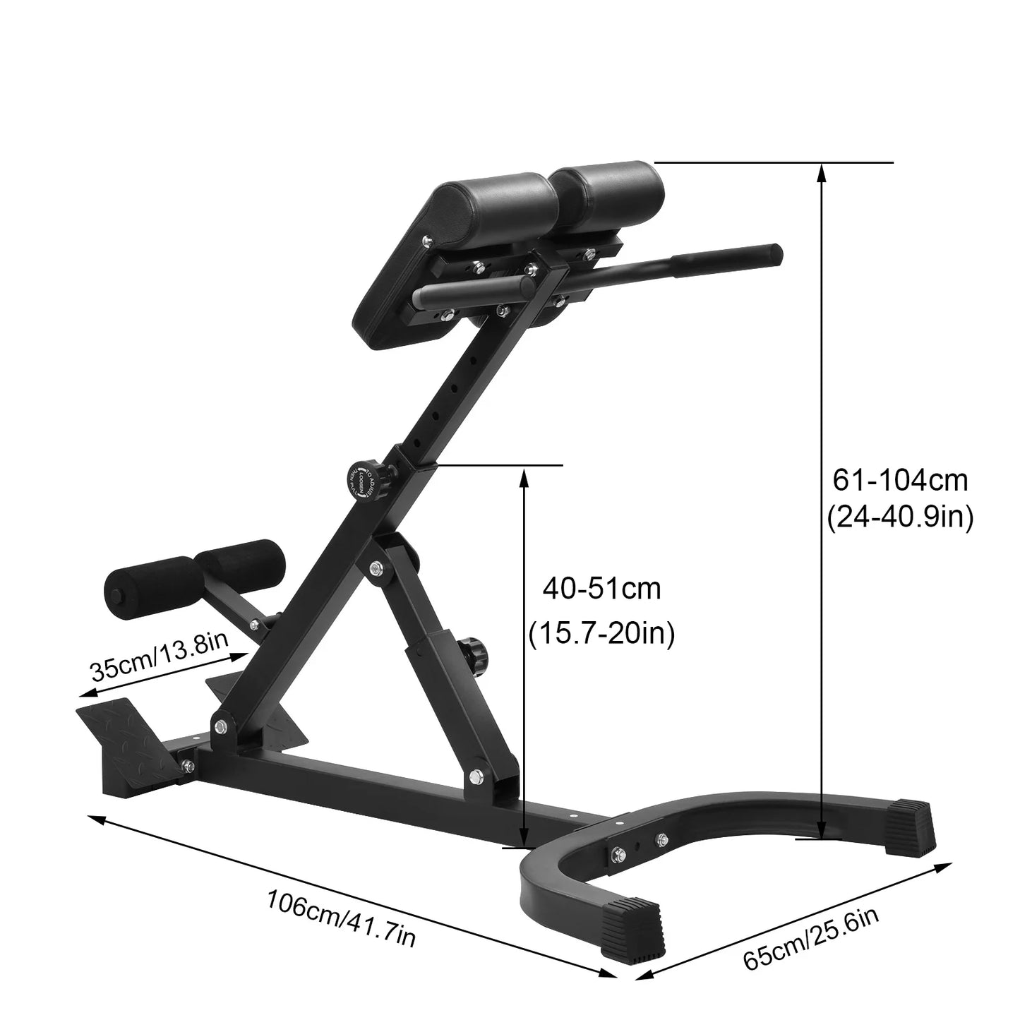 Adjustable Roman Chair for Home Gym, Folding Hyperextension Bench for Lower Back, Heavy Duty Back Extender Machine with 5-Level Height Settings, Space Saving Exercise Equipment for Glutes Abs and Hip Training
