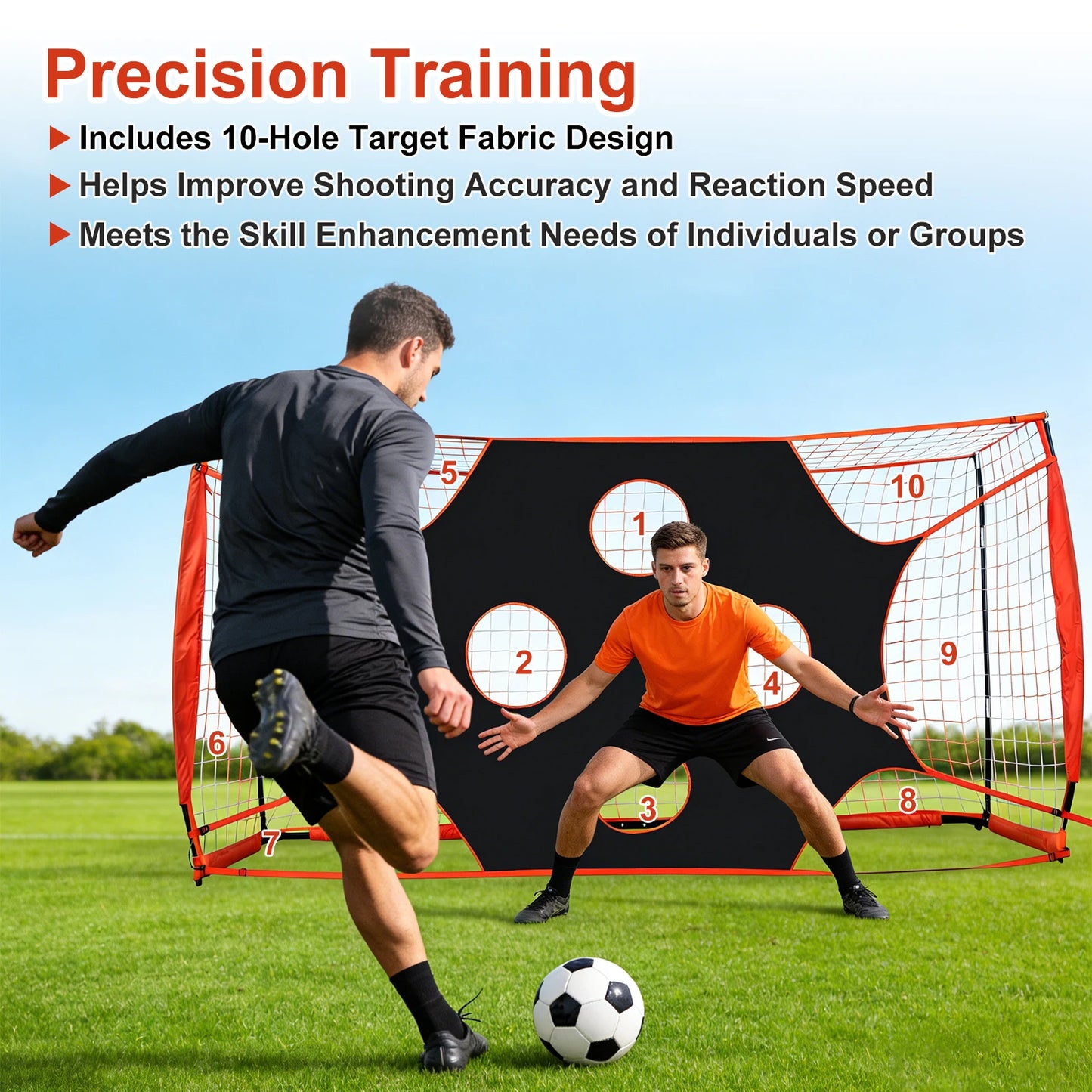 12x6 Ft Foldable Soccer Goal Folding Soccer Goal Target Net With 10 Highlighted Scoring Zones | for Park, Beach, Backyard, Playground, Garden