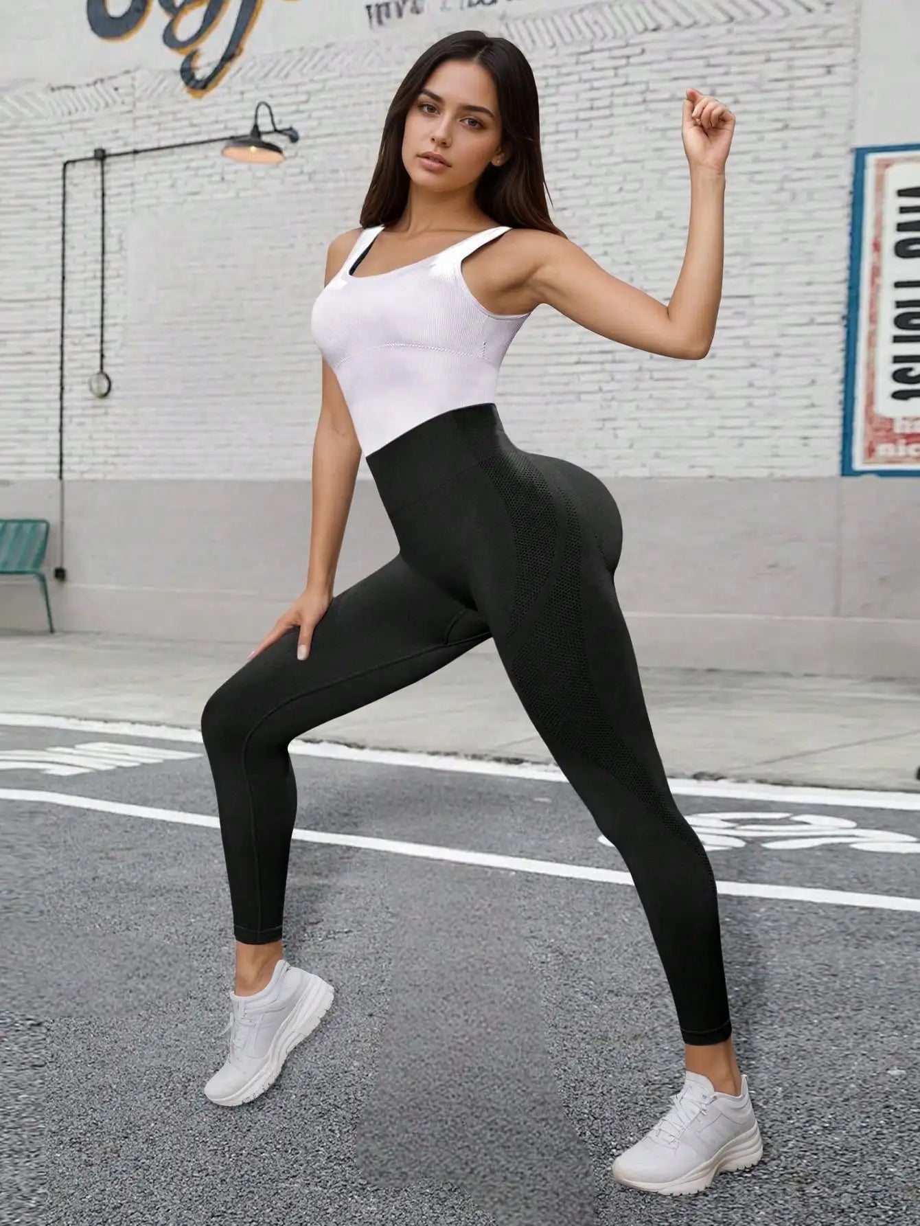 Women's High Waist Elastic Yoga Pants Tummy Control Sports Running Pants One Size Fits All And Plus Size