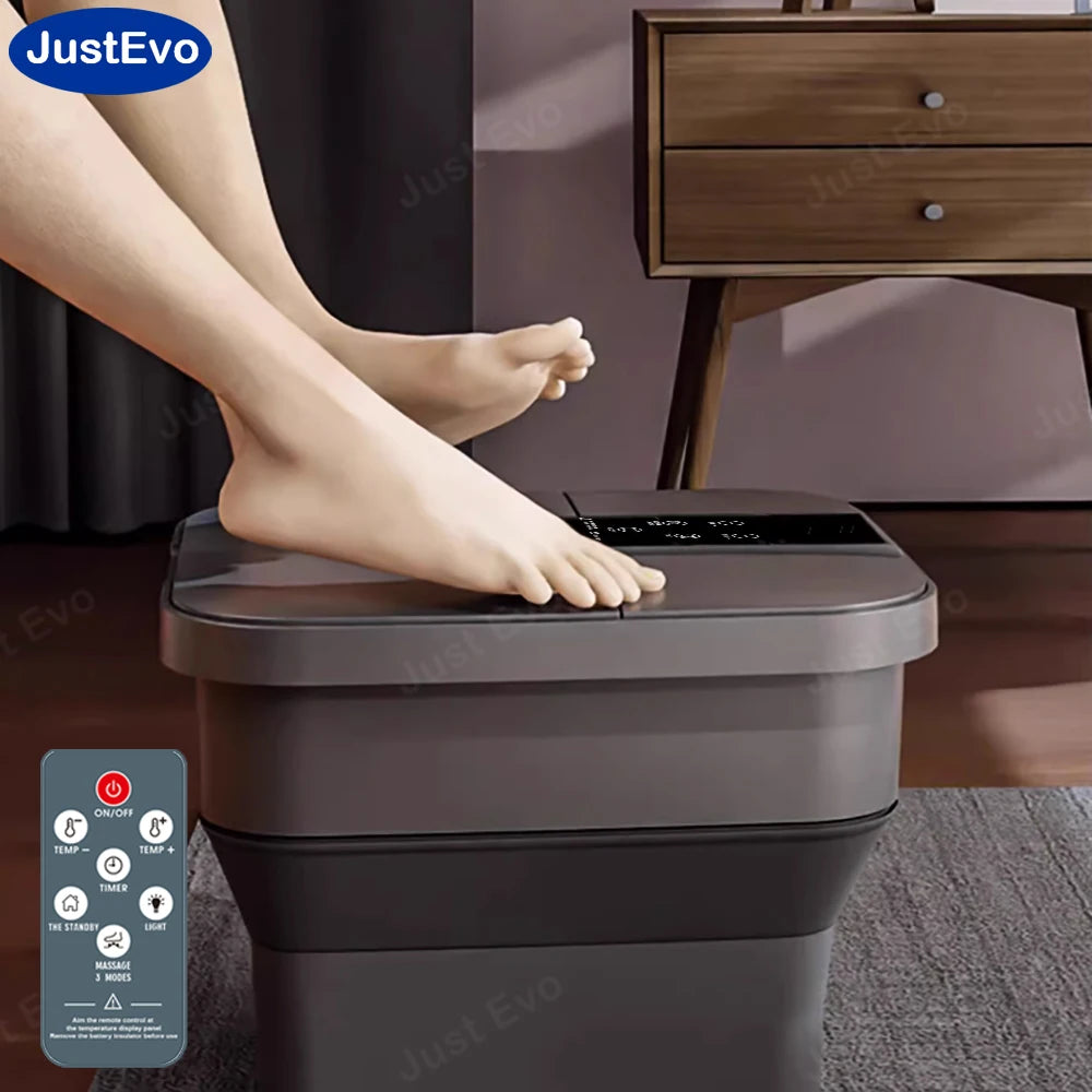 Smart Remote Foot Spa Massager, Foldable Soaking Tub With 18 Tai Chi Beads, Turbo Heating & Safe Separation Basin