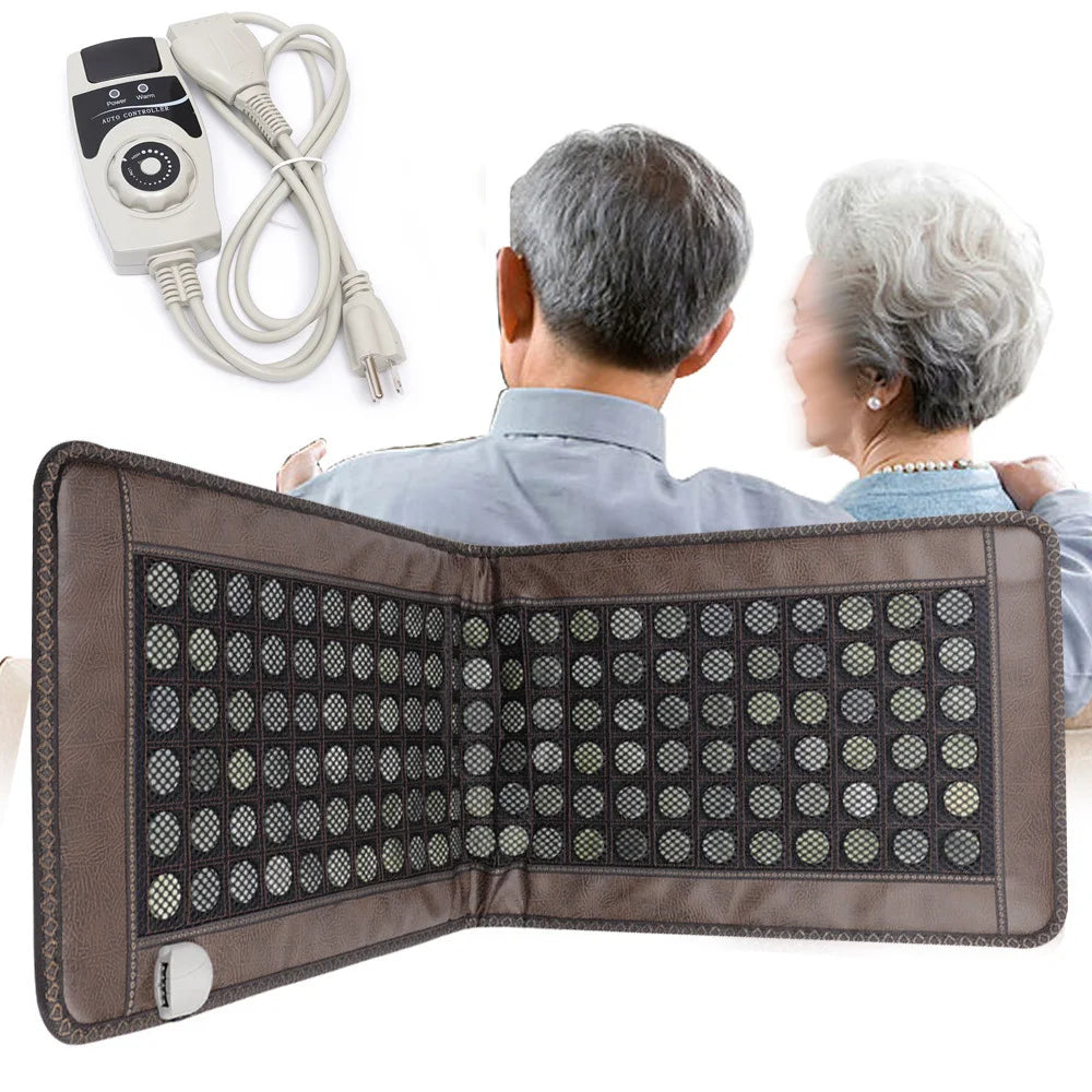Far Infrared Heating Pad for Full Back, Natural Jade Tourmaline Stones Heating Mat, for Back Neck Shoulder Fast Pain Relief, Suitable for Home&Office