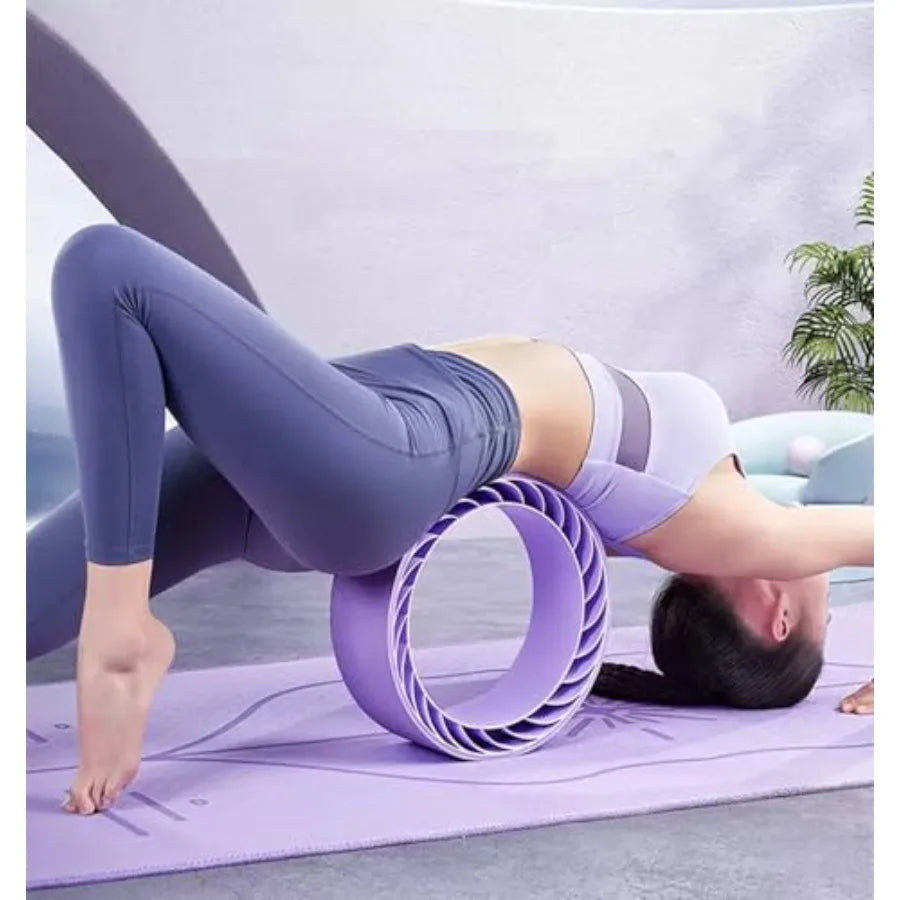 Curve magic wheel Fit Prop Foam Padded Back Stretcher Wheel with Center Spine Cradle Yoga Wheel for Improving Yoga Poses, Backb
