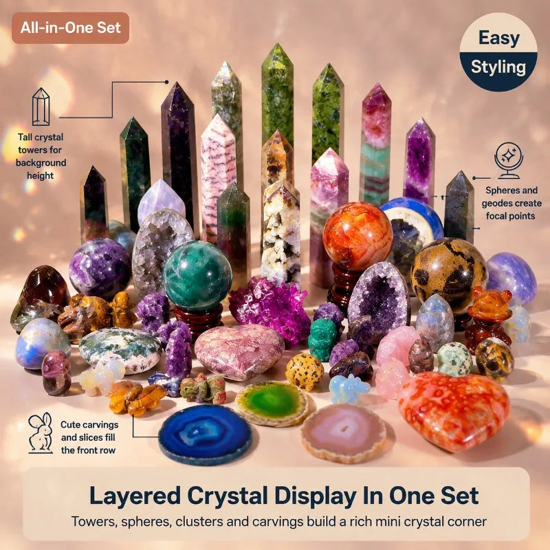 Bohemian style luxury crystal box set, with a variety of shapes, random styles, and colorful lucky crystal stones, is the best choice for Christmas gifts