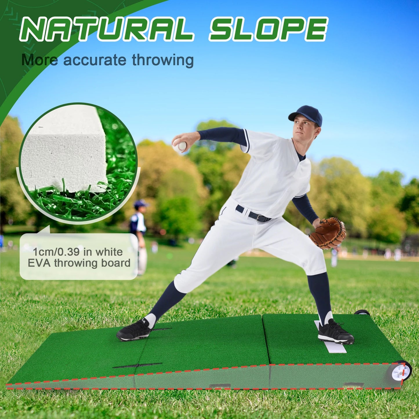 88x28x6 Inch Foldable Pitching Mound with Carry Handle Baseball Pitchers Mound Baseball Pitching Training Equipment