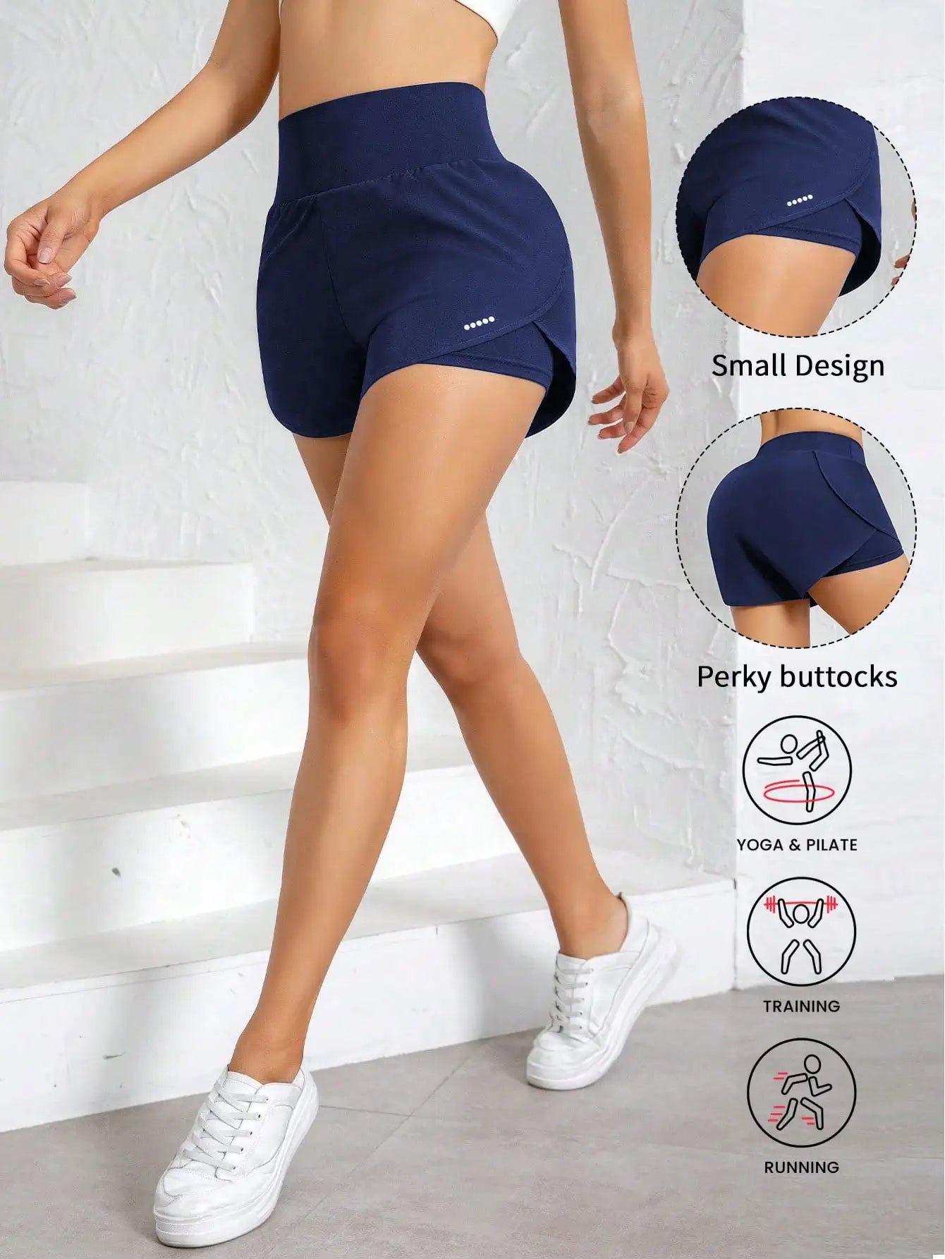 2-In-1 Women's Sports Yoga Shorts, High Waist Comfortable Fit, Loose Running Fitness Shorts, Breathable Quick-Dry Fabric, Sports Style
