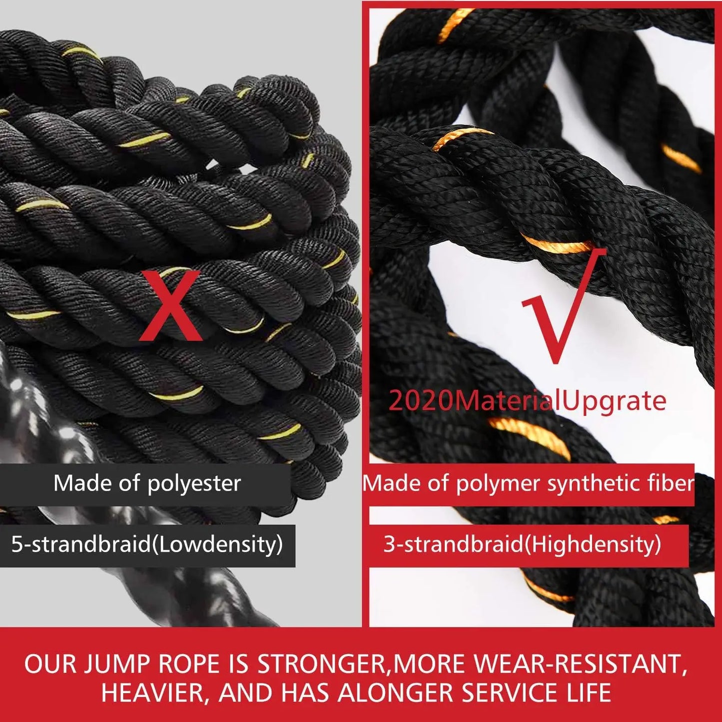 2LB/3LB/5LB Heavy Jump Rope for Fitness, Weighted Skipping Rope for Total Body Workout, Strength Training