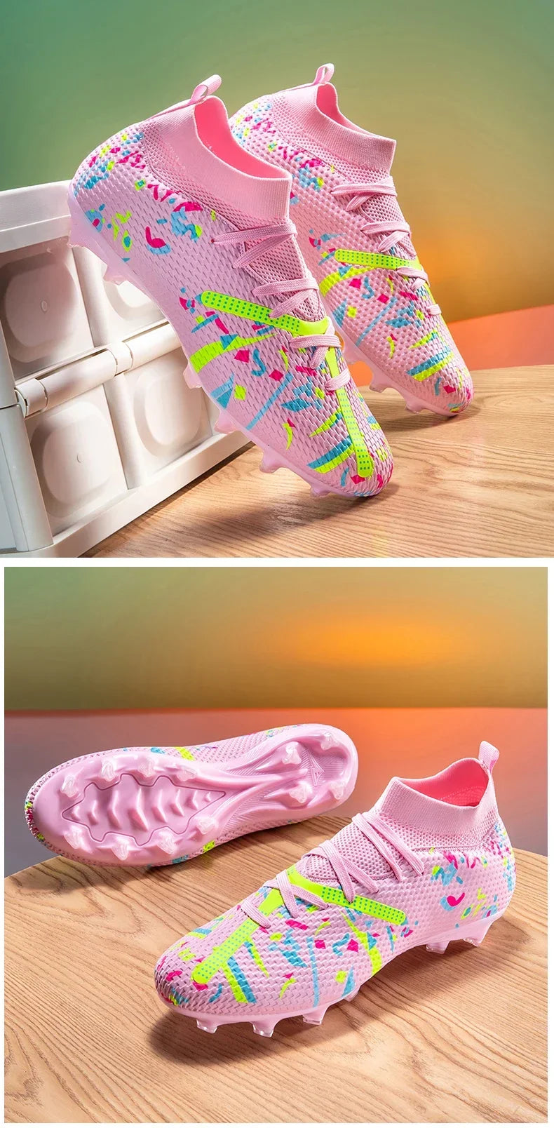 New Men Football Boots Match Sneakers Soccer Shoes Non-Slip Professional Training Shoes Grass Outdoor Sport Ultralight Unisex