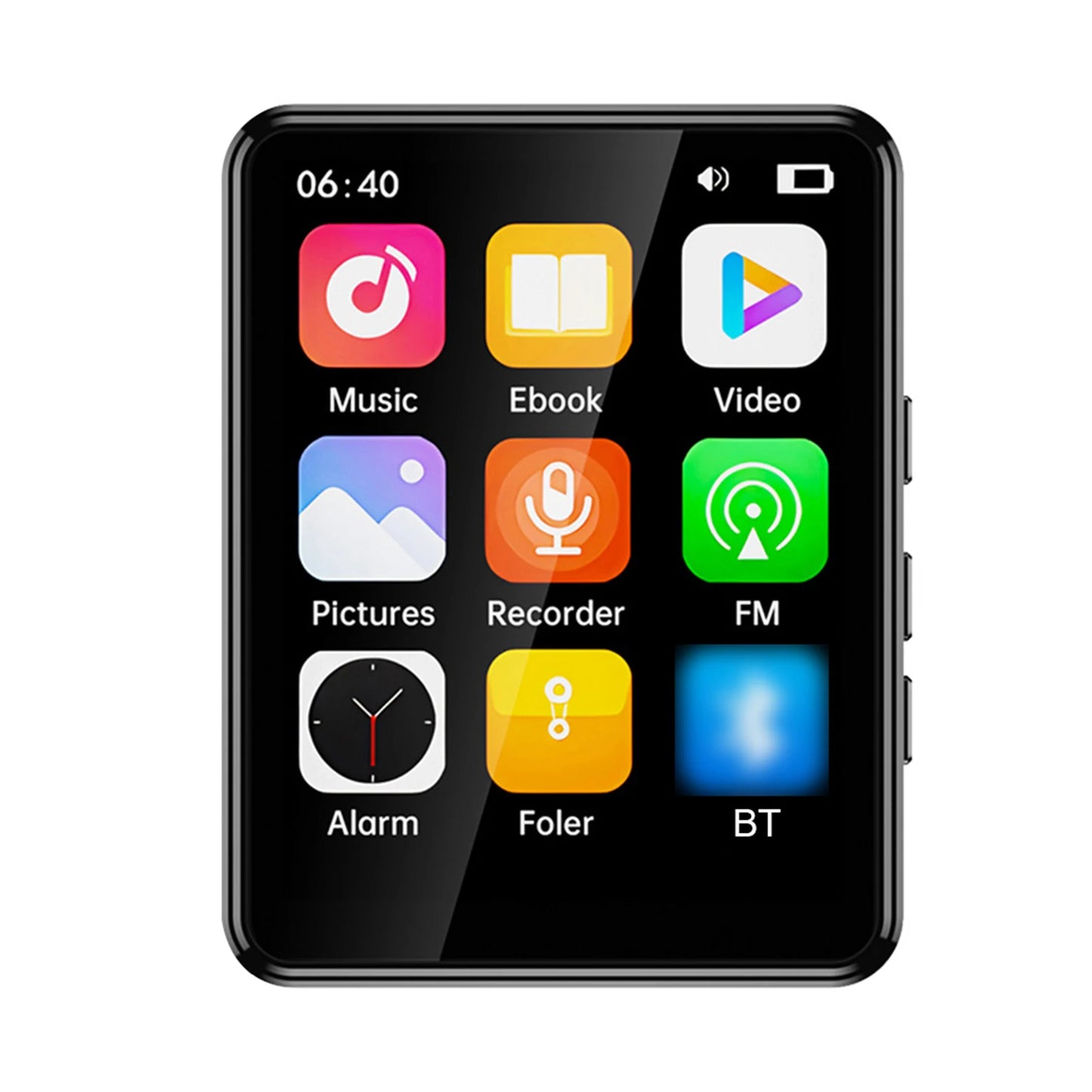 2.4 Inch Full Touch Screen MP3 MP4 Player with Speaker BT with Built in Speaker TF Card Expansion Supports for E-book Reading