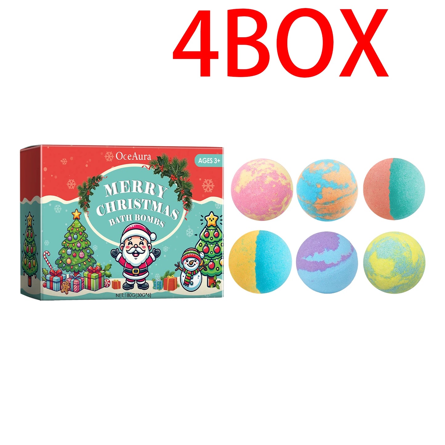 OceAura Christmas Bath Bombs Set 6PC Colorful Fizzy Bath Bombs with Essential Oils Moisturizing Bubble Bath for Soft Skin
