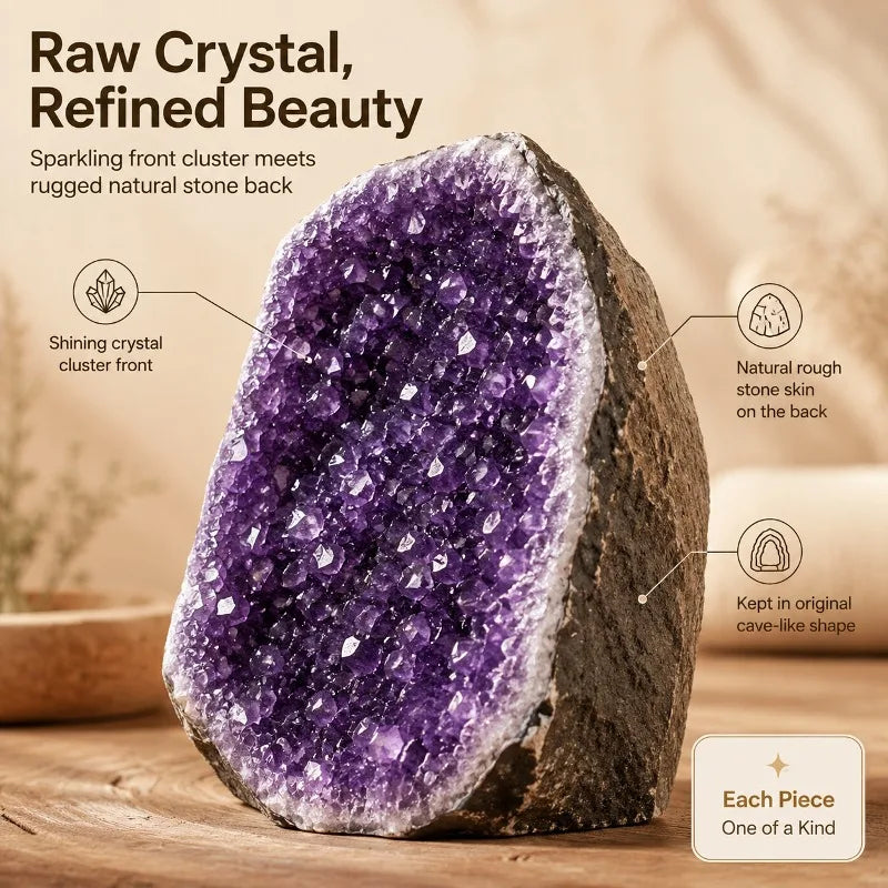 Collection grade selection of heavy-duty natural Brazilian purple crystal clusters, mineral specimen ornaments, random styles, crystal desktop home and office decorations, unique mineral display ornaments, crystal collection