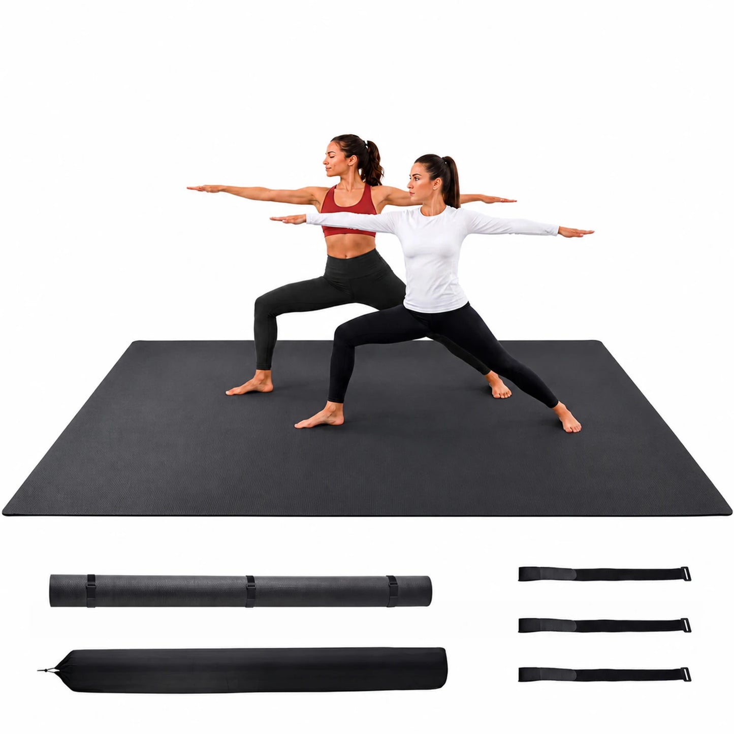 Large Yoga Mat 8 Ft X 6 Ft 7mm Thick PVC Exercise Mat for Home Gym Stretching Workouts Cardio Weights Yoga Fitness Pilates