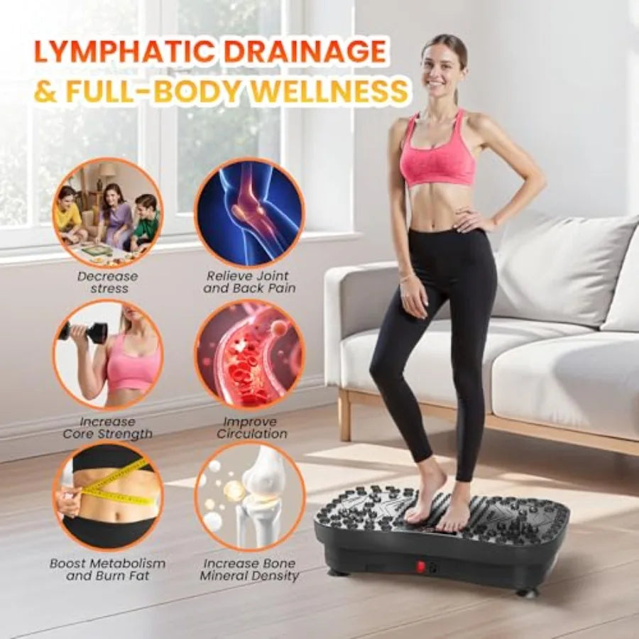Vibration Plate Fitness Platform for Home Gym Use ABS Plastic Body in Black 3D Vibration Technology for Lymphatic Drainage Full