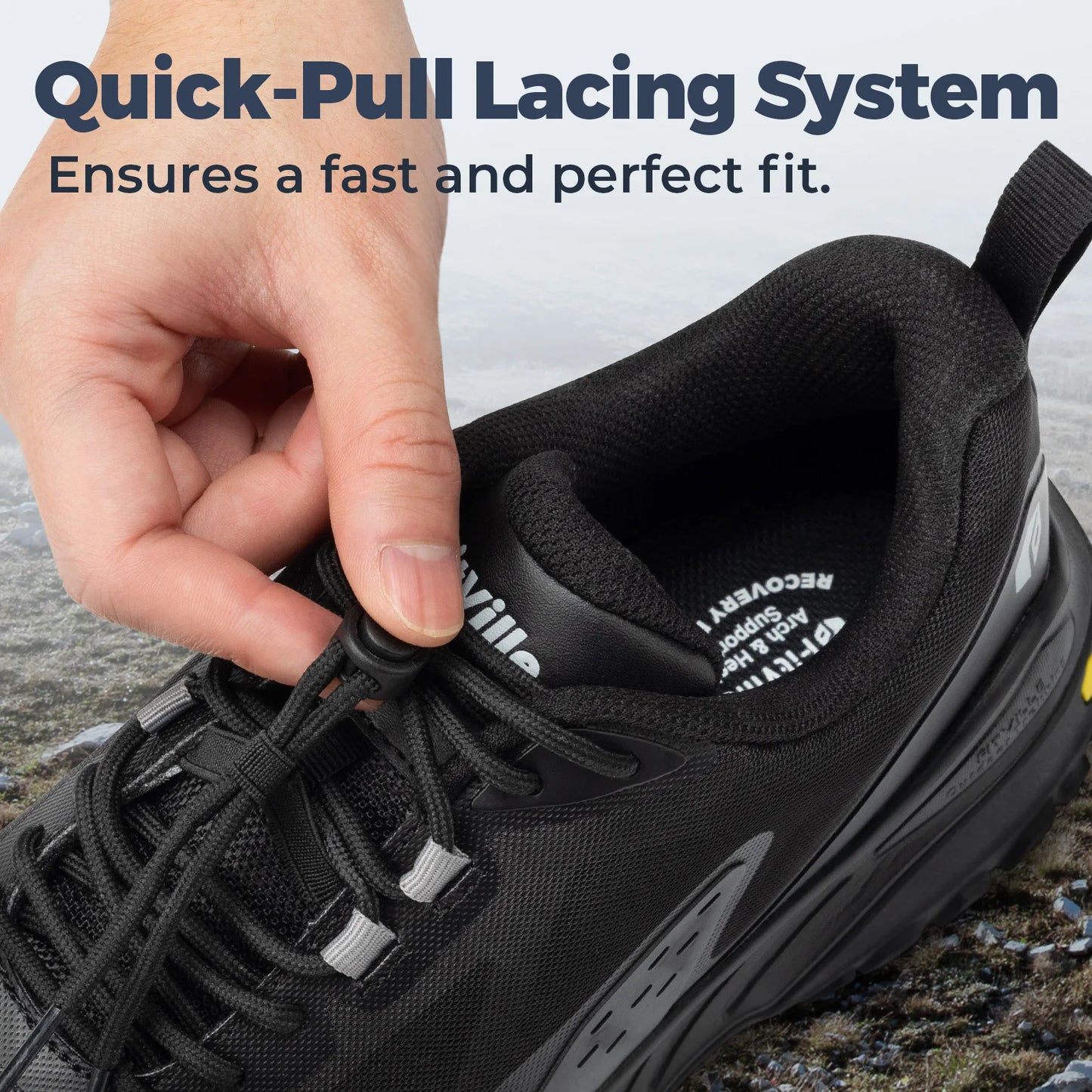 Fittington Wide Shoes For Men.  Breathable Mesh Upper Sneakers Non-Slip Trekking Hiking Walking Shoes With High Arch Support